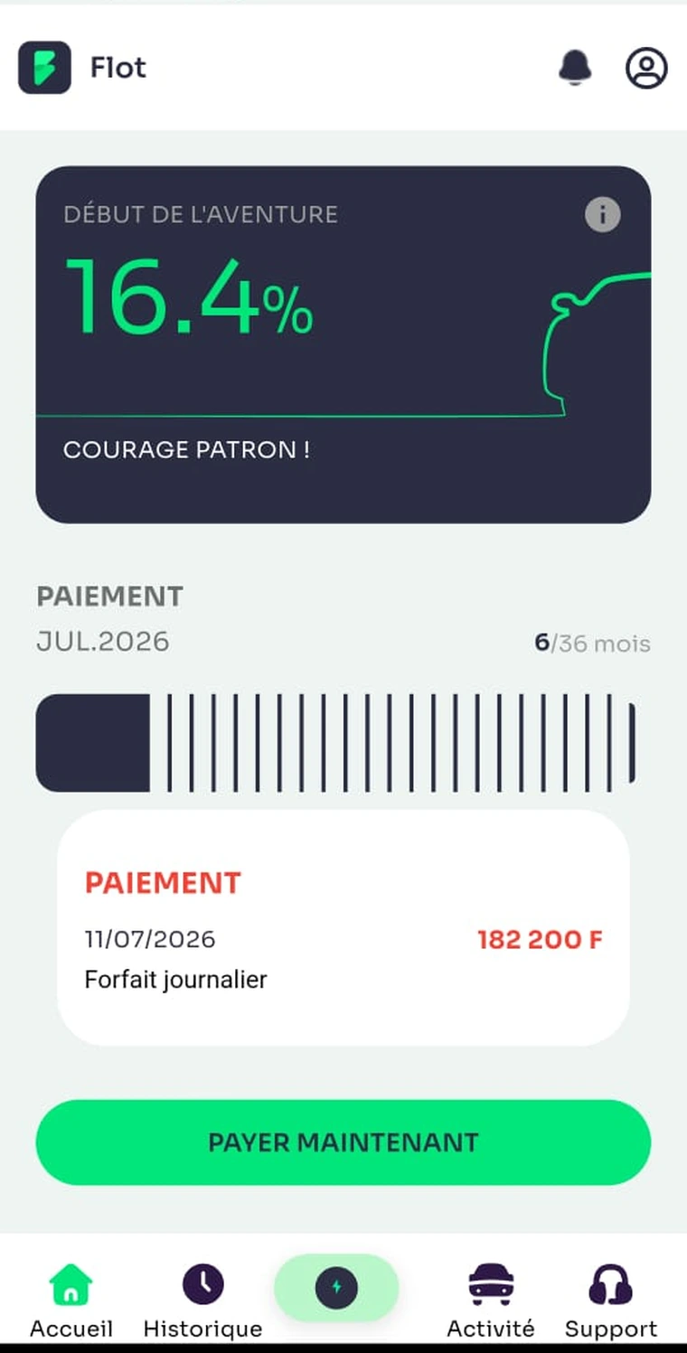 Écran de l'application Flot, Ta progression