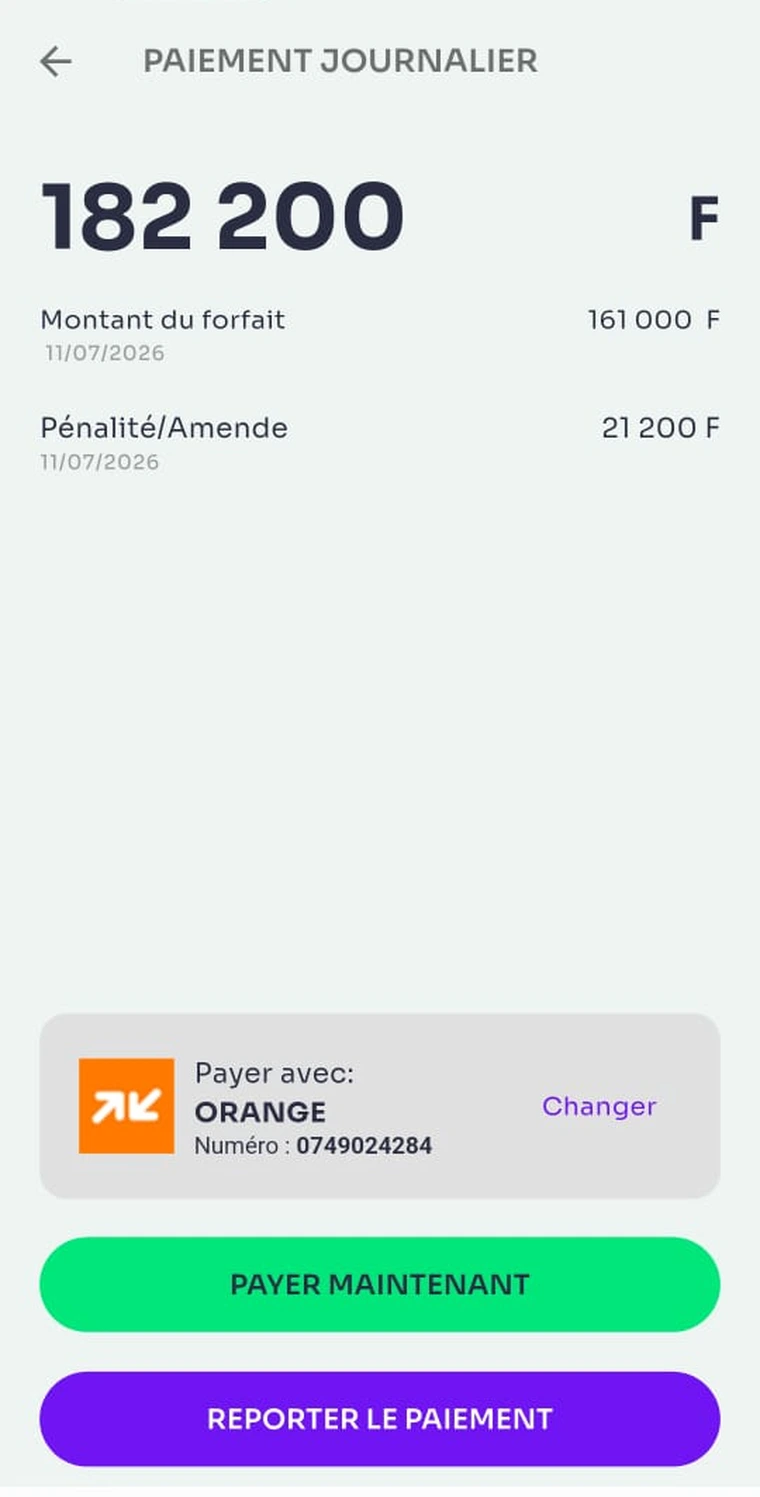 Écran de l'application Flot, Ton paiement